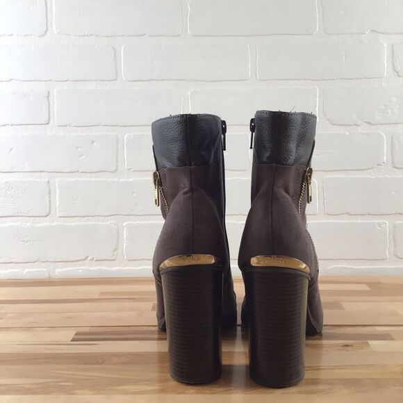 JUICY Couture ankle boots brown size 8.5 heeled booties - Picture 3 of 16